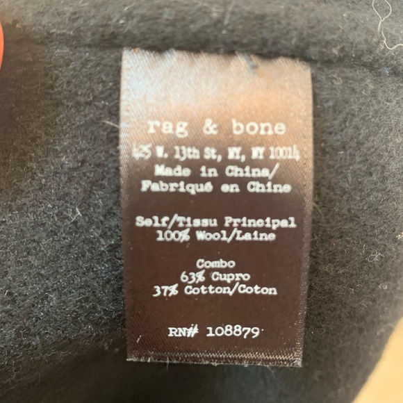 Rag & Bone Black Wool Pea Coat, Size 6 - Picture 10 of 10